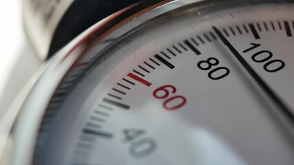 very close-up of the dashboard of an analog device for measuring pulse and blood pressure in humans. home tonometer. In extreme close-up measuring blood pressure with a sphygmometer