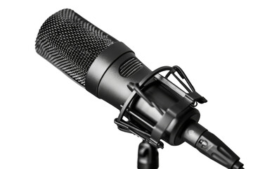 Studio Vocal Recording Microphone On Transparent Background.