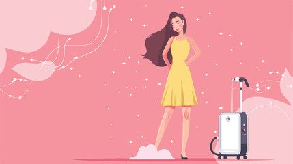 Pretty young woman with modern garment steamer 