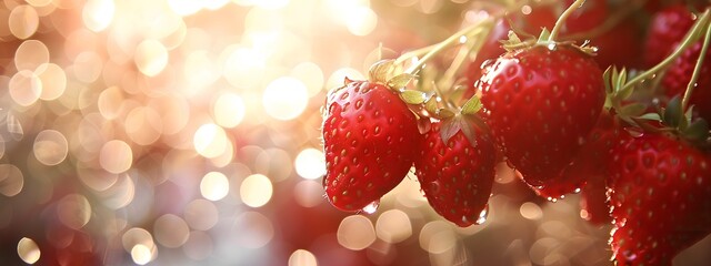 Blurred background with fresh strawberries.