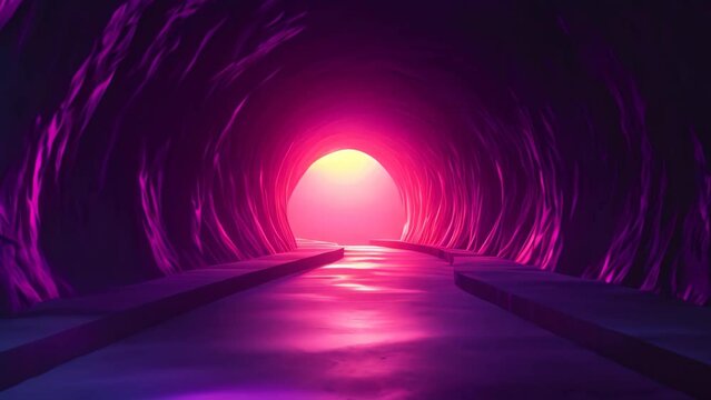 A concrete tunnel stretching into the distance with a strong, illuminating light at its far end, VPN tunnel shown in a minimalist style