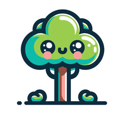 Fototapeta premium The cute little tree is adorned with a delightful smile, inviting everyone to bask in its positivity.
