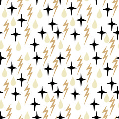 Magic celestial seamless pattern, hand drawn mystical elements.