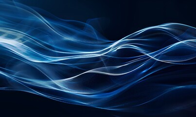 Elegant blue abstract wave on dark background,Generative AI 