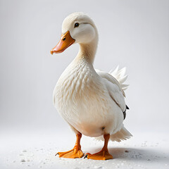White duck isolated on white background with clipping path Side view