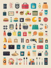 Back to school themed icon set