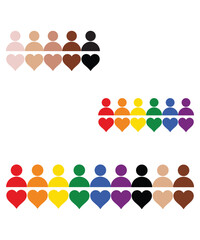 Diversity Equality Inclusion People Icons With Rainbow Pride Colors