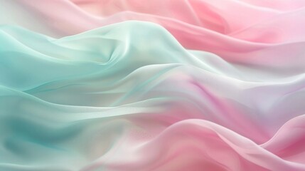 Fototapeta premium Flowing gradient pink in pastel pink, mint green, and baby blue silk fabric texture