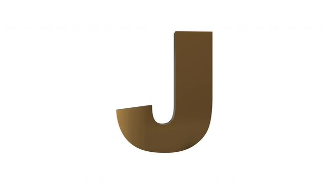 The Letter "J" 3d gold animation seamless loop on white background. 4K