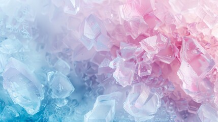 Closeup of a vibrant purple and electric blue background with ice cubes