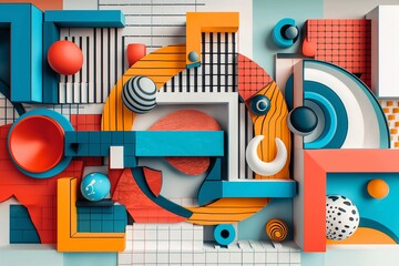 Abstract Geometric Shapes and Textures Composition