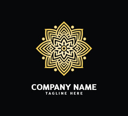 Gold Mandala logo design. Abstract beauty Mandala. Floral ornament. Decorative circle ornament style