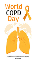 Chronic obstructive pulmonary disease background. World COPD day. Global initiative dedicated to raising awareness. Vertical banner, card, poster, flyer.