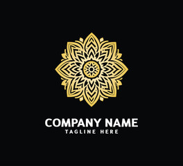 Gold Mandala logo design. Abstract beauty Mandala. Floral ornament. Decorative circle ornament style