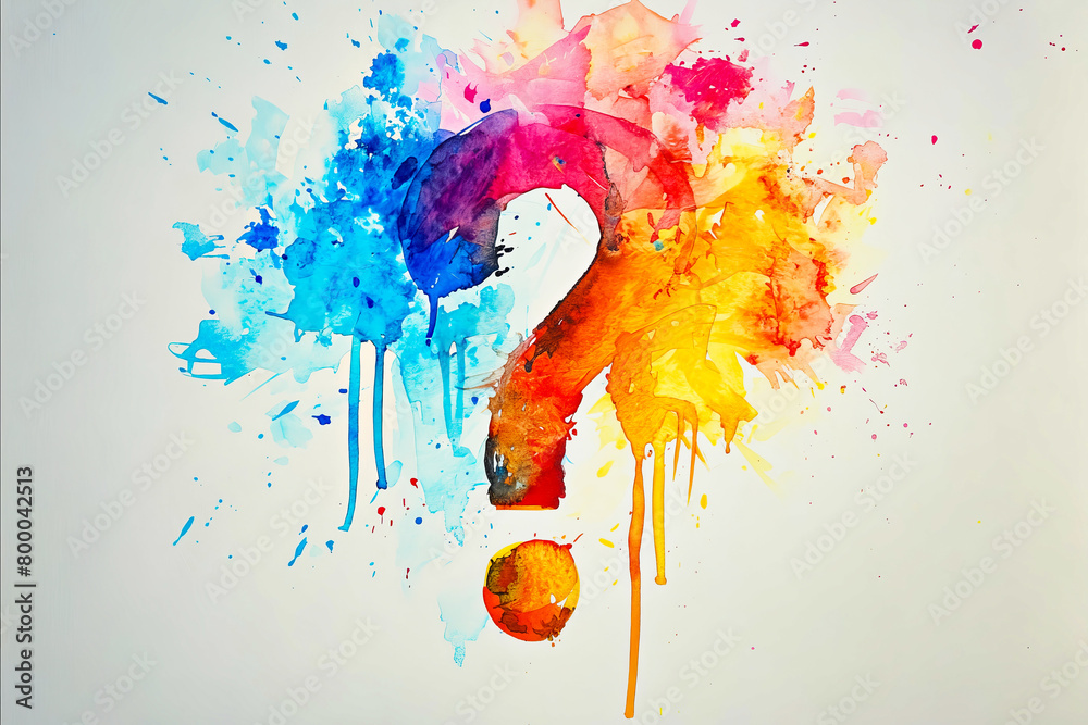 Wall mural a colorful splash of paint with a question mark in the middle. the question mark is surrounded by a 