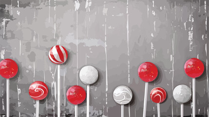 Composition with different lollipops on grey grunge 