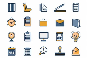 Office supplies icon set