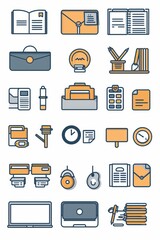 Office supplies icon set