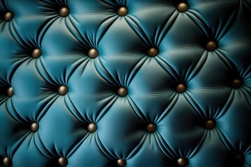 Close-up texture of furniture upholstery in fabric and leather with buttons, capitone style. AI generated.