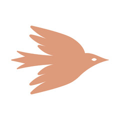 Bird vector illustration in simple hand drawn and linocut style natural print, poster or logo design template