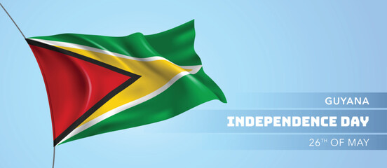 Guyana happy independence day greeting card, banner vector illustration