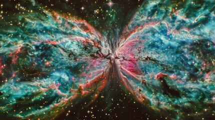 Stunning portrayal of a vibrant nebula in deep space showcasing celestial wonders