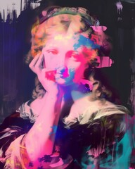 Painting, portrait, digital art, illustration, glitch