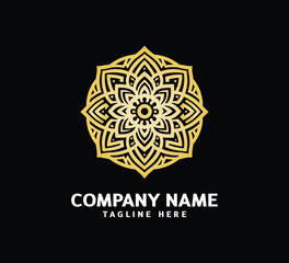 Gold Mandala logo design. Abstract beauty Mandala. Floral ornament. Decorative circle ornament style