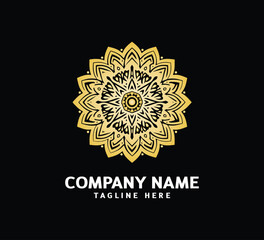 Gold Mandala logo design. Abstract beauty Mandala. Floral ornament. Decorative circle ornament style