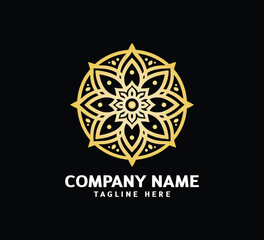 Gold Mandala logo design. Abstract beauty Mandala. Floral ornament. Decorative circle ornament style