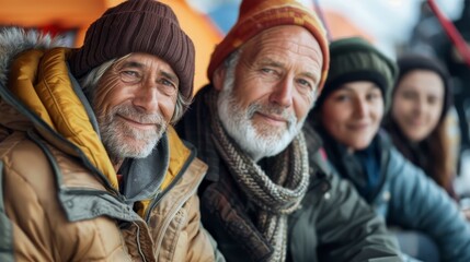 Fototapeta premium Bonds of Climate Displacement, Elderly Wisdom Guiding the Young, Powerful for Documentaries