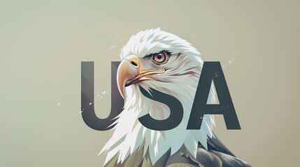 Majestic eagle and USA letters. Concept of: National emblem, patriotism, American spirit