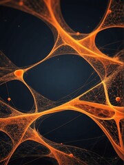 orange theme abstract tech background with neural network connections and digital waves from Generative AI