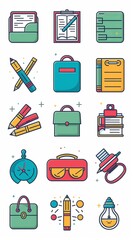 Back to school themed icon set - obrazy, fototapety, plakaty