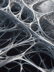 silver theme abstract tech background with neural network connections and digital waves from Generative AI