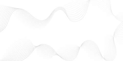 Abstract grey, white smooth element swoosh speed wave modern stream background. Wave with lines created using blend tool. Abstract frequency sound wave lines and twisted curve lines background.