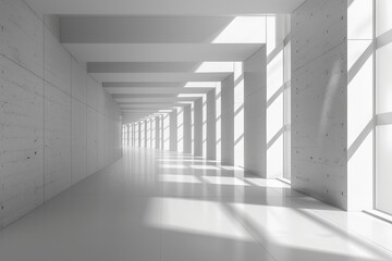 Modern Corridor with Sunlight and Shadows
 - obrazy, fototapety, plakaty