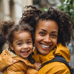 Mother’s day. African American mother and daughter smiling happily