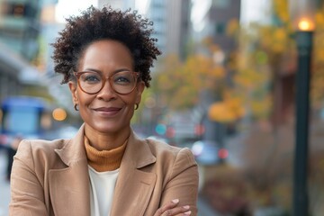 Portrait of beautiful Mature black woman smiling outdoors