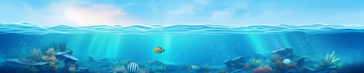 Abstract background with underwater theme, web site header or footer template