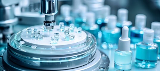 Efficient cosmetic bottling production line in a state of the art factory facility