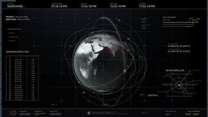 Interface of the data gathering software examining the planet earth. Interface of the system collecting data after earth analysis. Interface of the system processing satellite data on the earth map. - Powered by Adobe