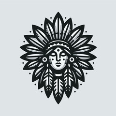 Native American Indian Chief head profile . Mascot sport team logo.