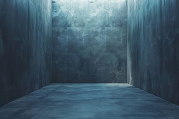 Minimalist Concrete Hallway with Blue Lighting
 - obrazy, fototapety, plakaty