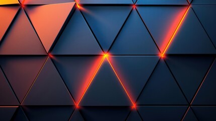 A wall of triangles is illuminated by red light.
