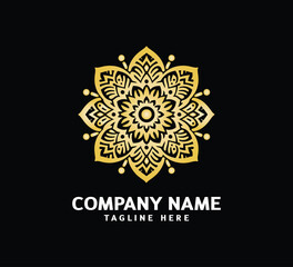 Fototapeta premium Gold Mandala logo design. Abstract beauty Mandala. Floral ornament. Decorative circle ornament style