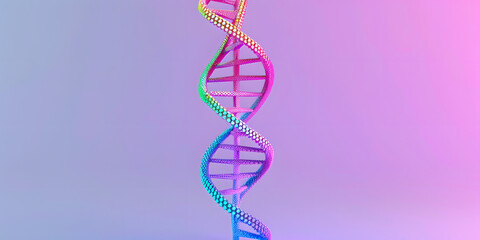 A dupla hélice do DNA em um vibrante e brilhante neon