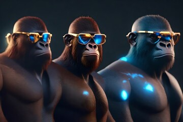 3d digatal Ape avatar. In-game character for metaverse.realistic HD .