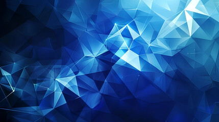 Obraz premium Abstract blue color low poly crystal triangles shades luxury modern futuristic background wallpaper