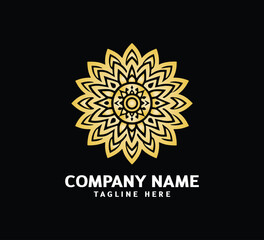 Gold Mandala logo design. Abstract beauty Mandala. Floral ornament. Decorative circle ornament style